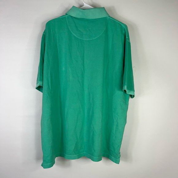 Peter Christian Mens Polo Shirt Green Short Sleeve Slit 100% Cotton 2XL New - Picture 2 of 11